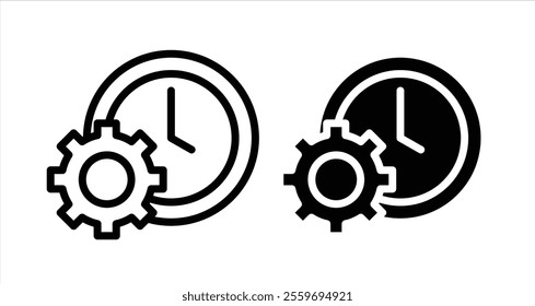Time management Icon collection in filled and stroke style.