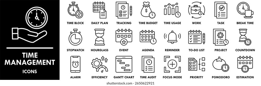 Time Management icon collection set. Containing design management, time, business, schedule, strategy