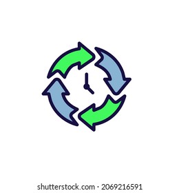 Time Management Icon with Deadline, Hurry, and Punctual symbol