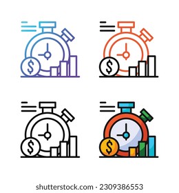 Diseño de iconos de administración de tiempo en cuatro colores de variación