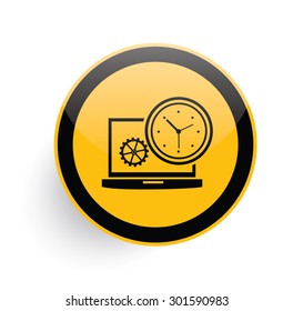 Time management icon design on yellow button background,clean vector
