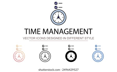Zeitmanagement-Symboldesign mit weißem Hintergrund, Stockgrafik