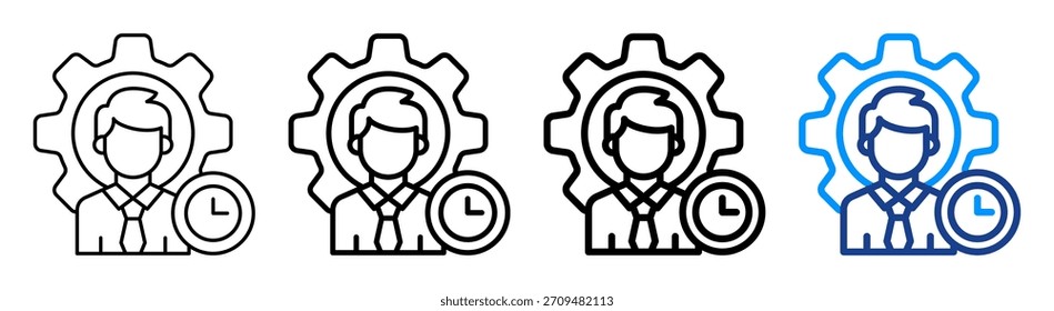 Conjunto de Colección de contorno diferente de icono de administración de tiempo