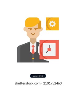 Time Management icon. Digital Nomad Icons Collection. Icons included consulting, revenue, business development, referrals, start-up, freelancing, community, etc. EPS10