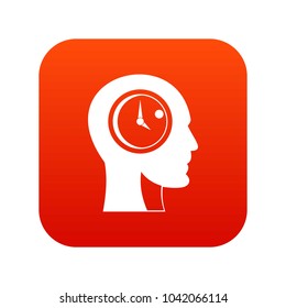 Time management icon digital red for any design isolated on white vector illustration