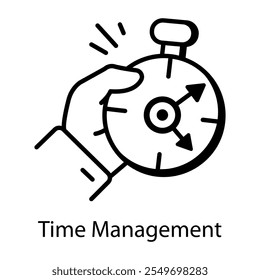 Icono de gestión de tiempo en estilo doodle