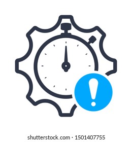 Time Management Icon with exclamation mark, alert, error, alarm, danger symbol