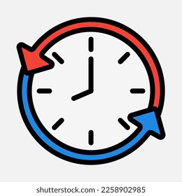 Icono de administración de tiempo en estilo de línea rellena, uso para presentación de aplicaciones móviles del sitio web