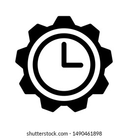 Time management icon. Gear with clock sign for mobile concept and web design. Symbol, logo illustration. Vector graphics