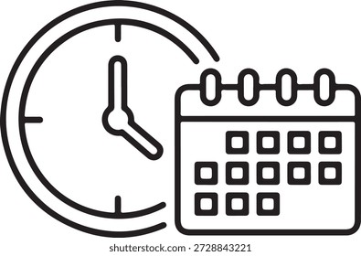Ilustración del icono de la gestión del tiempo aislado en el fondo blanco, Vector, ilustración