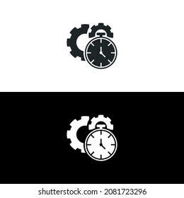 Time management icon isolated on black and white background