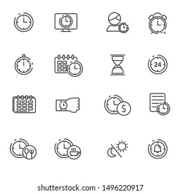 Time and management icon line. Clock vector illustration with simple line design