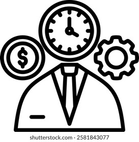 Time Management Icon Line Vector Illustration