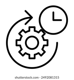 Icono de gestión de tiempo marca de logotipo lineal en blanco y negro