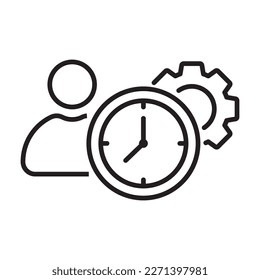 Time management icon in linear style isolated on white background