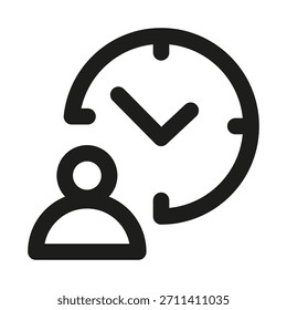 Ícone de gerenciamento de tempo. Moderno profissional ícone vetor de linha mínima representando a programação de produtividade organização clareza e design visual limpo
