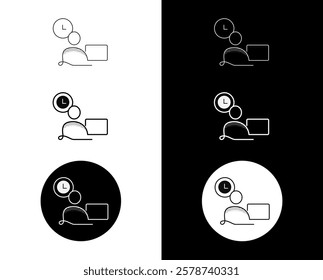 Time Management Icon – Monoline Custom Hand-Drawn Style with Editable Stroke. Productivity and Efficiency Illustration.