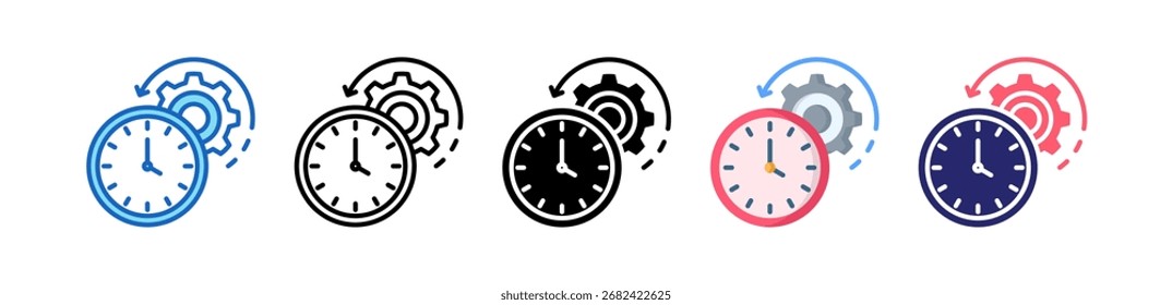 Icono de administración de tiempo Colección de conjunto de estilos múltiples.
