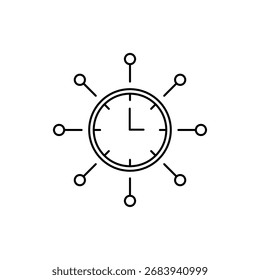 Dibujo de línea de trazo editable de contorno de icono de administración de tiempo eps.