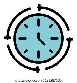 Time management icon. Outline Time management vector icon color flat isolated