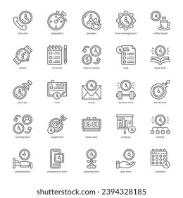 Time Management Icon Pack für Ihr Website-Design, Ihr Logo, Ihre App und Ihre Benutzeroberfläche. Rahmendesign des Zeitmanagement-Symbols. Vektorgrafik-Illustration und bearbeitbarer Strich.