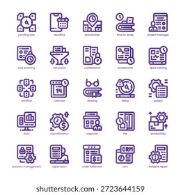 Time Management Icon Pack für Ihre Website, Ihr Handy, Ihre Präsentation und Ihr Logo-Design. Time Management Icon Linie Grundfarben-Design. Vektorgrafik-Illustration und bearbeitbarer Strich.