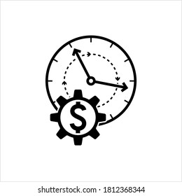 Zeitmanagement-Icon, produktiver, effektiver, effizienter Prozess der Planung und Ausgabe von Zeit Vektorgrafik Illustration