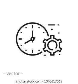 time management icon, project time linear sign on white background - editable stroke vector illustration eps10