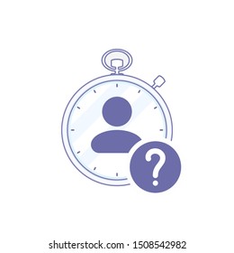 Time Management Icon with question mark, help, how to, info, query symbol