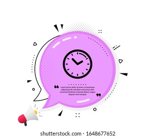 Time management icon. Quote speech bubble. Clock sign. Watch symbol. Quotation marks. Classic time icon. Vector
