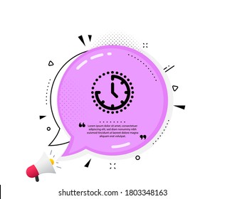 Time management icon. Quote speech bubble. Clock sign. Watch symbol. Quotation marks. Classic time icon. Vector