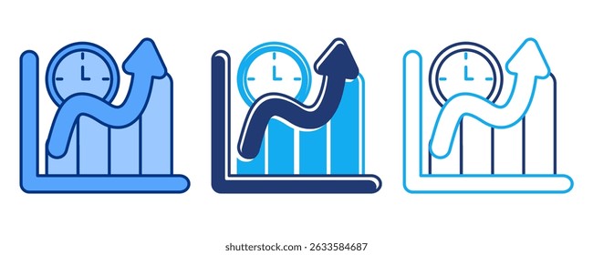 Ícone de Gerenciamento de Tempo representado pelo relógio de parede, gráfico Azul, Dualline, Dualtone estilo.