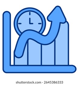 Icono de gestión del tiempo representado por el reloj de pared, gráfico de estilo azul.