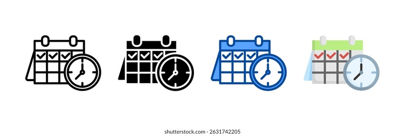 Time management icon set bundle. Multi style icon collection perfect for websites, apps, and presentations. Simple vector icon collection