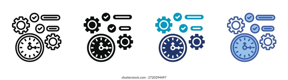 Conjunto De Ícones De Gerenciamento De Tempo Consistindo Em Ilustração De Vários Estilos De Vetor