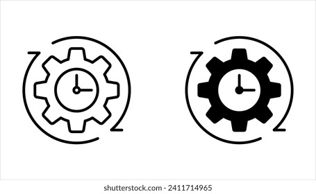 Zeitmanagement-Symbol-Set. Deadline-Vektorgrafik. Einzige Kontur des Workflows auf weißem Hintergrund.