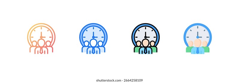 Conjunto de iconos de administración de tiempo colección de estilos múltiples