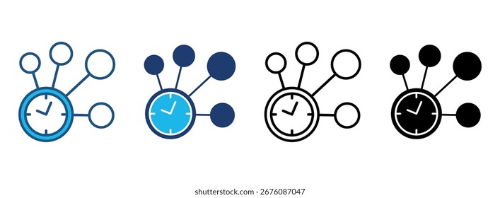 Ícone De Gerenciamento De Tempo Definido Com Vários Estilos. Ilustração de vetor