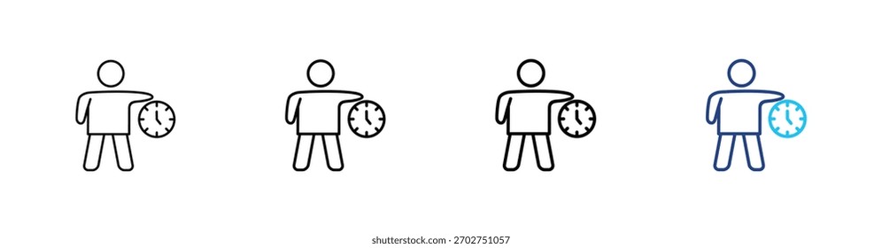 Ícone de gerenciamento de tempo define o conceito de ilustração de vetor de estrutura de tópicos multiestilo