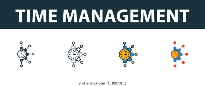 Time Management icon set. Premium simple element from productivity icons collection. Set of time management icon in filled, outline, colored and flat styles.