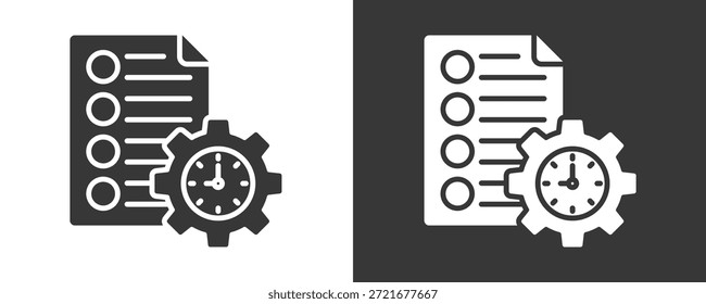 Colección De Vector Del Icono De La Gestión Del Tiempo Aislada En Blanco Y Negro
