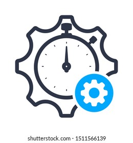 Time Management Icon with settings sign, customize, setup, manage, process symbol