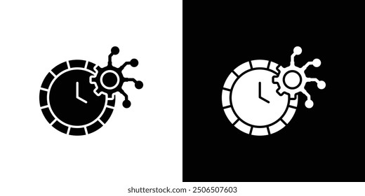 Conjunto de ilustración de línea delgada de icono de administración de tiempo