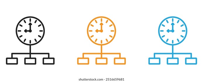 Ícone de gerenciamento de tempo Conjunto de ilustrações de linha fina