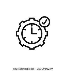 Icono de gestión de tiempo Ilustración plana de línea delgada