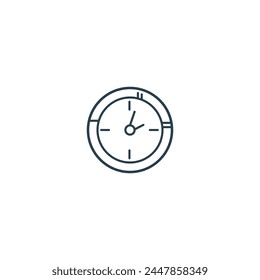 Time management icon. Vector illustration of a simple, outlined clock, signifying efficiency and punctuality.