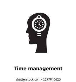 Time management icon vector isolated on white background, logo concept of Time management sign on transparent background, filled black symbol