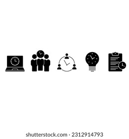 Time management icon vector set. deadline illustration sign collection. timeline symbol or logo.