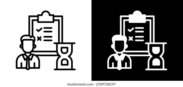 Time Management Icon whiteblack Vector Illustration