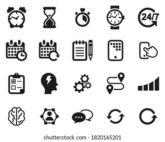 Zeitmanagement-Symbole Schwarz-Weiß-Set Groß